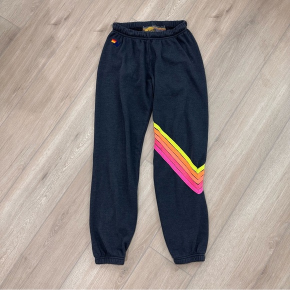 AVIATOR NATION bolt chevron sweatpants jogger in navy neon XS - Picture 2 of 8